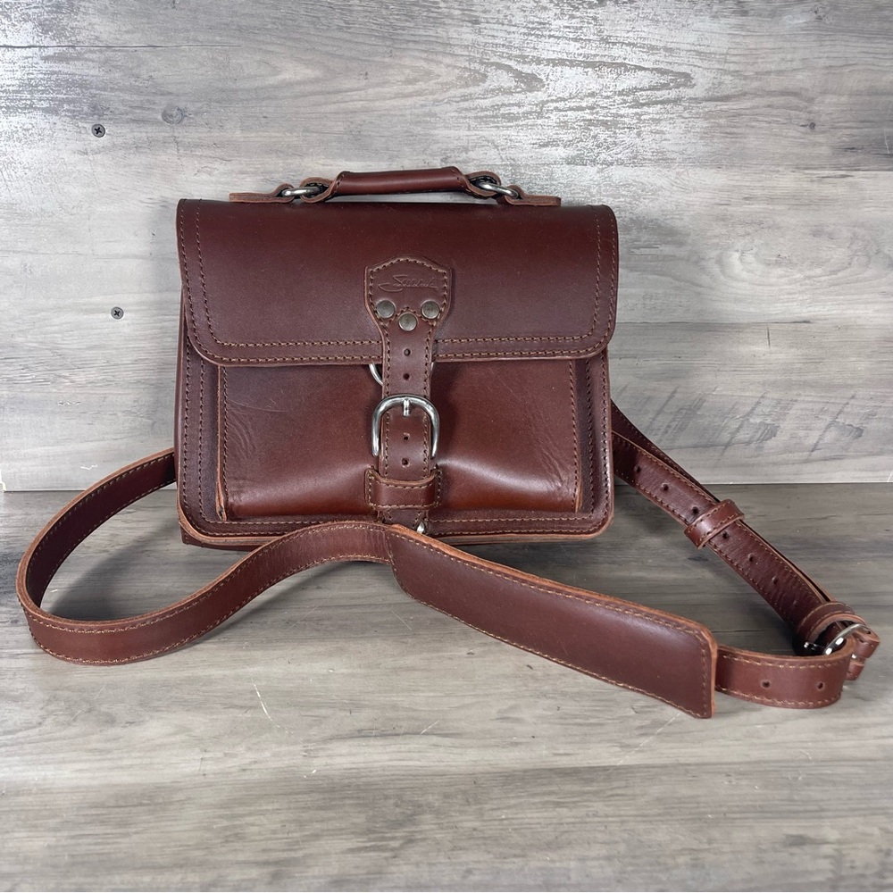 Saddleback Chestnut Leather Buckle Messenger Crossbody Purse Western 11"×9"×2"